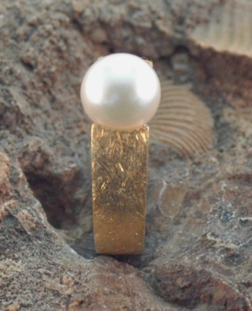 Silber-Ring vergoldet mit Zuchtperle